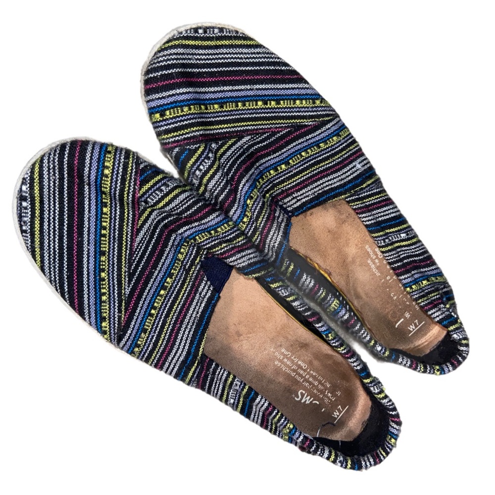 TOMS Western Stripe Print Slip On Flats Size 7